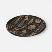 黒のエジプトの象形文字と神 ペーパープレート (アングル)