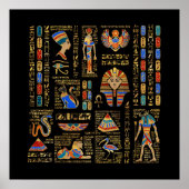 黒のエジプトの象形文字と神 ポスター (正面)