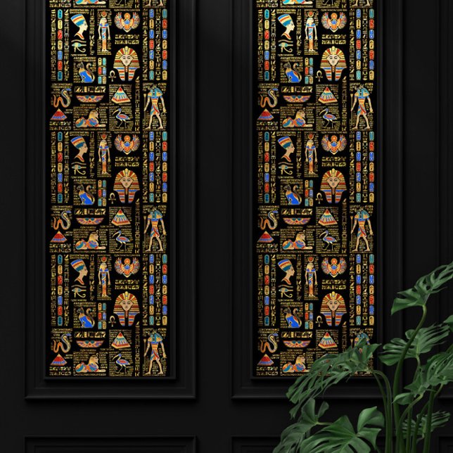 黒のエジプトの象形文字と神 壁紙 (クリエイターアップロード済み)