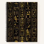 黒のエジプト古代金ゴールド記号 ノートブック (正面)