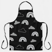 黒のエプロンにグレーの雲と虹 エプロン (正面)