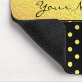 黒のエレガントでシックでフェイクな金ゴールドの水玉模様 マウスパッド (コーナー)