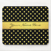 黒のエレガントでシックでフェイクな金ゴールドの水玉模様 マウスパッド (正面)