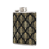 黒のエレガントで動揺してな金ゴールドのダマスク織パターン フラスク (左)