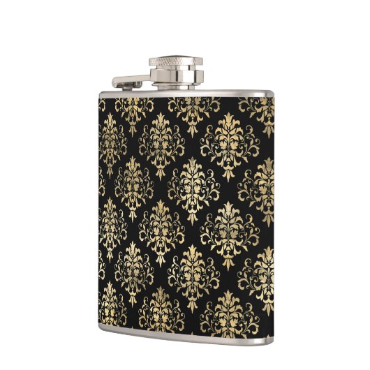 黒のエレガントで動揺してな金ゴールドのダマスク織パターン フラスク (左)