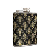 黒のエレガントで動揺してな金ゴールドのダマスク織パターン フラスク (右)