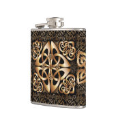 黒のエレガントなケルト結び目模様 フラスク (左)