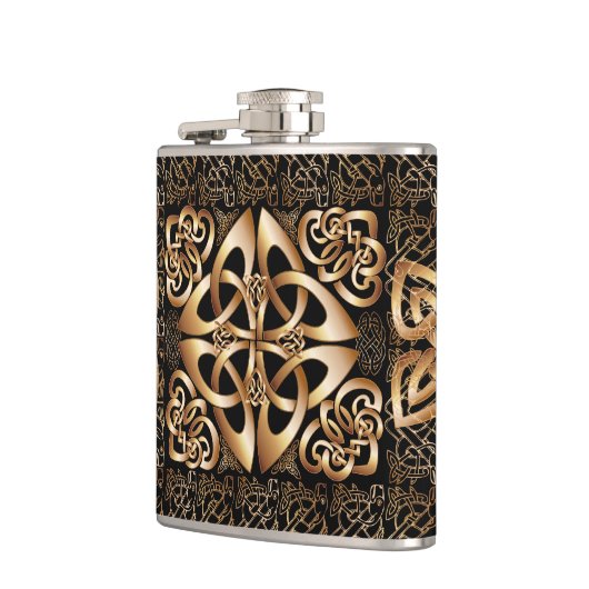 黒のエレガントなケルト結び目模様 フラスク (左)