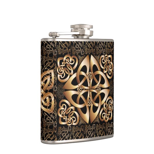 黒のエレガントなケルト結び目模様 フラスク (右)