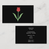 黒のエレガントなチューリップのデザイン 名刺 (正面/裏面)