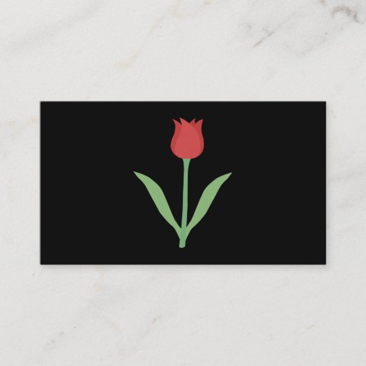 黒のエレガントなチューリップのデザイン 名刺 (正面)