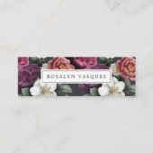 黒のエレガントなヴィンテージの暗い花柄 スキニー名刺 (正面)