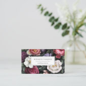 黒のエレガントなヴィンテージの暗い花柄 名刺 (スタンド正面)