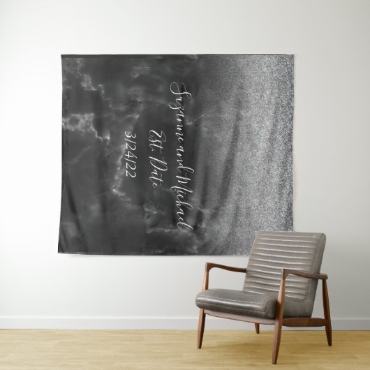 黒のエレガントな大理石のタペストリー タペストリー (インサイチュ(横))