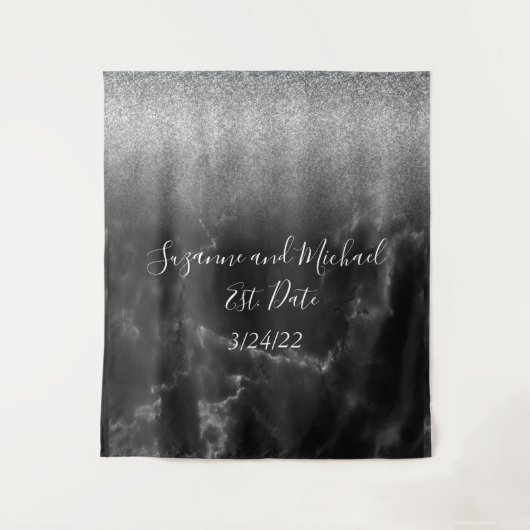 黒のエレガントな大理石のタペストリー タペストリー (正面)