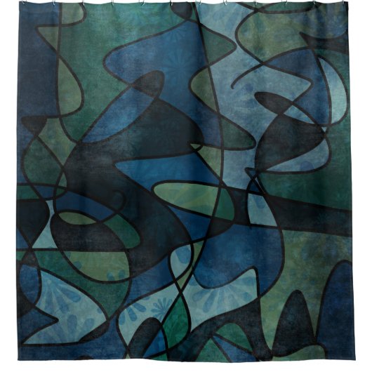 黒のエレガントな白の華麗さ及び装飾 シャワーカーテン (正面)