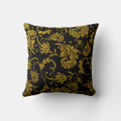 黒のエレガントな金ゴールドのダマスク織パターン クッション (裏面)