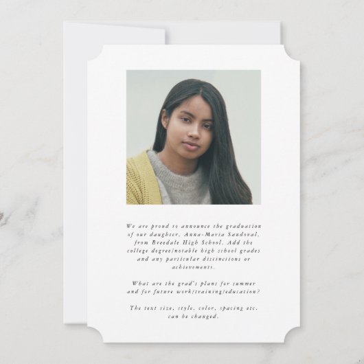 黒のエレガントスクリプトオーバーレイ2枚の写真卒業 案内状 (裏面)