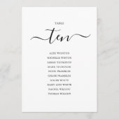 黒のエレガントスクリプトテーブル番号10シーティンググラフ 招待状 (正面)