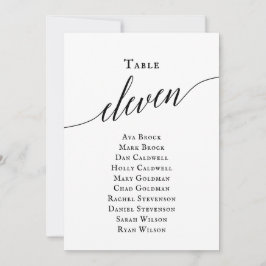 黒のエレガントスクリプトテーブル番号11シーティンググラフ 招待状