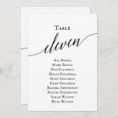 黒のエレガントスクリプトテーブル番号11シーティンググラフ 招待状 (正面/裏面)