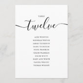 黒のエレガントスクリプトテーブル番号12シーティンググラフ 招待状 (裏面)