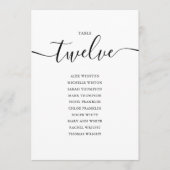 黒のエレガントスクリプトテーブル番号12シーティンググラフ 招待状 (正面)