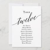黒のエレガントスクリプトテーブル番号12シーティンググラフ 招待状 (正面)