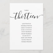 黒のエレガントスクリプトテーブル番号13シーティンググラフ 招待状 (正面)