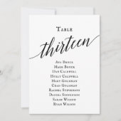 黒のエレガントスクリプトテーブル番号13シーティンググラフ 招待状 (正面)