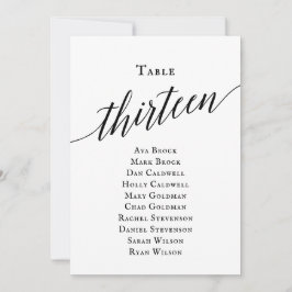 黒のエレガントスクリプトテーブル番号13シーティンググラフ 招待状