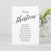 黒のエレガントスクリプトテーブル番号13シーティンググラフ 招待状 (スタンド正面)