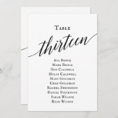 黒のエレガントスクリプトテーブル番号13シーティンググラフ 招待状 (正面/裏面)