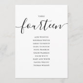 黒のエレガントスクリプトテーブル番号14シーティンググラフ 招待状 (正面)