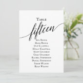 黒のエレガントスクリプトテーブル番号15シーティンググラフ 招待状 (スタンド正面)