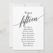 黒のエレガントスクリプトテーブル番号15シーティンググラフ 招待状 (裏面)