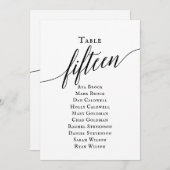黒のエレガントスクリプトテーブル番号15シーティンググラフ 招待状 (正面/裏面)