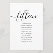 黒のエレガントスクリプトテーブル番号15シーティンググラフ 招待状 (裏面)