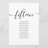 黒のエレガントスクリプトテーブル番号15シーティンググラフ 招待状 (正面)