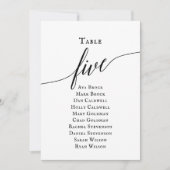 黒のエレガントスクリプトテーブル番号5シーティンググラフ 招待状 (正面)