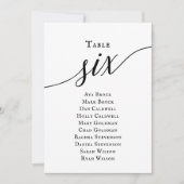 黒のエレガントスクリプトテーブル番号6シーティンググラフ 招待状 (正面)