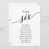 黒のエレガントスクリプトテーブル番号6シーティンググラフ 招待状 (正面/裏面)