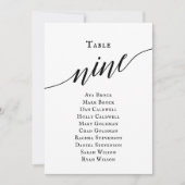 黒のエレガントスクリプトテーブル番号9シーティンググラフ 招待状 (正面)