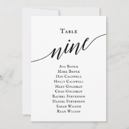 黒のエレガントスクリプトテーブル番号9シーティンググラフ 招待状