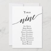 黒のエレガントスクリプトテーブル番号9シーティンググラフ 招待状 (裏面)