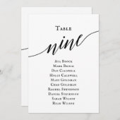 黒のエレガントスクリプトテーブル番号9シーティンググラフ 招待状 (正面/裏面)
