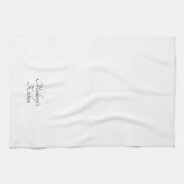 黒のエレガントスクリプト名モノグラムカスタム白 キッチンタオル (横)