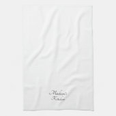 黒のエレガントスクリプト名モノグラムカスタム白 キッチンタオル (縦)