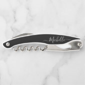 黒のエレガントスクリプト名前をカスタムする ソムリエナイフ (裏面)