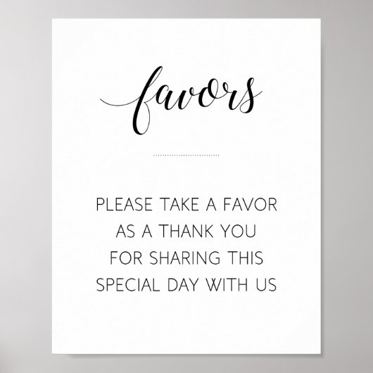 黒のエレガントスクリプト結婚式の引き出物記号 ポスター (正面)